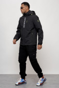 Купить Куртка спортивная мужская весенняя с капюшоном черного цвета 88022Ch, фото 11