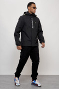 Купить Куртка спортивная мужская весенняя с капюшоном черного цвета 88022Ch, фото 12