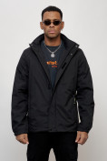 Купить Куртка спортивная мужская весенняя с капюшоном черного цвета 88022Ch, фото 5