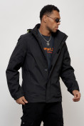 Купить Куртка спортивная мужская весенняя с капюшоном черного цвета 88022Ch, фото 7