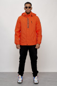 Купить Куртка спортивная мужская весенняя с капюшоном оранжевого цвета 88022O, фото 10