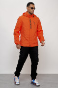 Купить Куртка спортивная мужская весенняя с капюшоном оранжевого цвета 88022O, фото 12