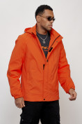 Купить Куртка спортивная мужская весенняя с капюшоном оранжевого цвета 88022O, фото 3