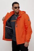 Купить Куртка спортивная мужская весенняя с капюшоном оранжевого цвета 88022O, фото 4