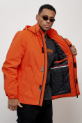 Купить Куртка спортивная мужская весенняя с капюшоном оранжевого цвета 88022O, фото 5