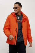 Купить Куртка спортивная мужская весенняя с капюшоном оранжевого цвета 88022O, фото 6