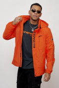Купить Куртка спортивная мужская весенняя с капюшоном оранжевого цвета 88022O, фото 7