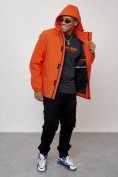 Купить Куртка спортивная мужская весенняя с капюшоном оранжевого цвета 88022O, фото 8