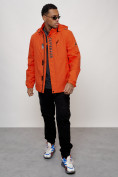 Купить Куртка спортивная мужская весенняя с капюшоном оранжевого цвета 88022O, фото 9