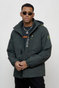 Купить Куртка спортивная мужская весенняя с капюшоном темно-серого цвета 88022TC, фото 11