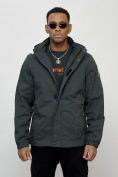 Купить Куртка спортивная мужская весенняя с капюшоном темно-серого цвета 88022TC, фото 6