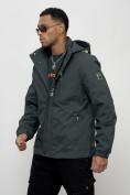 Купить Куртка спортивная мужская весенняя с капюшоном темно-серого цвета 88022TC, фото 7