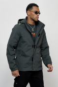 Купить Куртка спортивная мужская весенняя с капюшоном темно-серого цвета 88022TC, фото 8