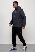 Купить Куртка спортивная мужская весенняя с капюшоном темно-синего цвета 88022TS, фото 10
