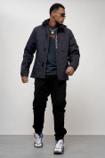 Купить Куртка спортивная мужская весенняя с капюшоном темно-синего цвета 88022TS, фото 8