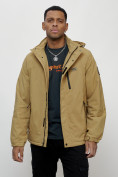 Купить Куртка спортивная мужская весенняя с капюшоном бежевого цвета 88023B, фото 10