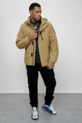 Купить Куртка спортивная мужская весенняя с капюшоном бежевого цвета 88023B, фото 13