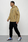 Купить Куртка спортивная мужская весенняя с капюшоном бежевого цвета 88023B, фото 2