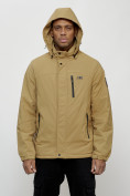 Купить Куртка спортивная мужская весенняя с капюшоном бежевого цвета 88023B, фото 5