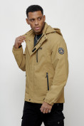Купить Куртка спортивная мужская весенняя с капюшоном бежевого цвета 88023B, фото 8