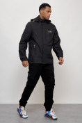 Купить Куртка спортивная мужская весенняя с капюшоном черного цвета 88023Ch, фото 10