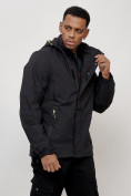 Купить Куртка спортивная мужская весенняя с капюшоном черного цвета 88023Ch, фото 3