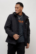 Купить Куртка спортивная мужская весенняя с капюшоном черного цвета 88023Ch, фото 4
