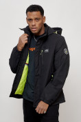 Купить Куртка спортивная мужская весенняя с капюшоном черного цвета 88023Ch, фото 5
