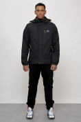 Купить Куртка спортивная мужская весенняя с капюшоном черного цвета 88023Ch, фото 8