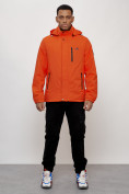 Купить Куртка спортивная мужская весенняя с капюшоном оранжевого цвета 88023O, фото 10