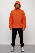 Купить Куртка спортивная мужская весенняя с капюшоном оранжевого цвета 88023O, фото 14