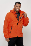 Купить Куртка спортивная мужская весенняя с капюшоном оранжевого цвета 88023O, фото 3