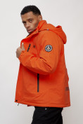 Купить Куртка спортивная мужская весенняя с капюшоном оранжевого цвета 88023O, фото 7
