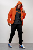 Купить Куртка спортивная мужская весенняя с капюшоном оранжевого цвета 88023O, фото 8