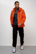 Купить Куртка спортивная мужская весенняя с капюшоном оранжевого цвета 88023O, фото 9