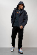 Купить Куртка спортивная мужская весенняя с капюшоном темно-серого цвета 88023TC, фото 10