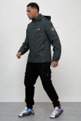 Купить Куртка спортивная мужская весенняя с капюшоном темно-серого цвета 88023TC, фото 12
