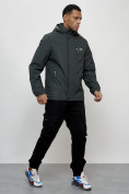 Купить Куртка спортивная мужская весенняя с капюшоном темно-серого цвета 88023TC, фото 13