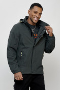 Купить Куртка спортивная мужская весенняя с капюшоном темно-серого цвета 88023TC, фото 3