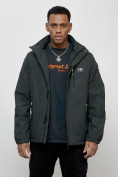 Купить Куртка спортивная мужская весенняя с капюшоном темно-серого цвета 88023TC, фото 4