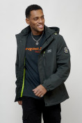 Купить Куртка спортивная мужская весенняя с капюшоном темно-серого цвета 88023TC, фото 5