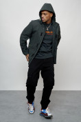 Купить Куртка спортивная мужская весенняя с капюшоном темно-серого цвета 88023TC, фото 7