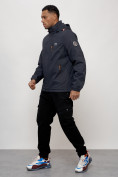 Купить Куртка спортивная мужская весенняя с капюшоном темно-синего цвета 88023TS, фото 2
