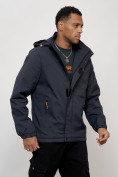 Купить Куртка спортивная мужская весенняя с капюшоном темно-синего цвета 88023TS, фото 9