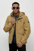 Купить Куртка спортивная мужская весенняя с капюшоном бежевого цвета 88025B, фото 10