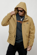 Купить Куртка спортивная мужская весенняя с капюшоном бежевого цвета 88025B, фото 11