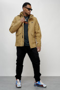 Купить Куртка спортивная мужская весенняя с капюшоном бежевого цвета 88025B, фото 13