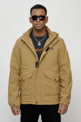 Купить Куртка спортивная мужская весенняя с капюшоном бежевого цвета 88025B, фото 6
