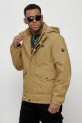 Купить Куртка спортивная мужская весенняя с капюшоном бежевого цвета 88025B, фото 7