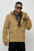 Купить Куртка спортивная мужская весенняя с капюшоном бежевого цвета 88025B, фото 8